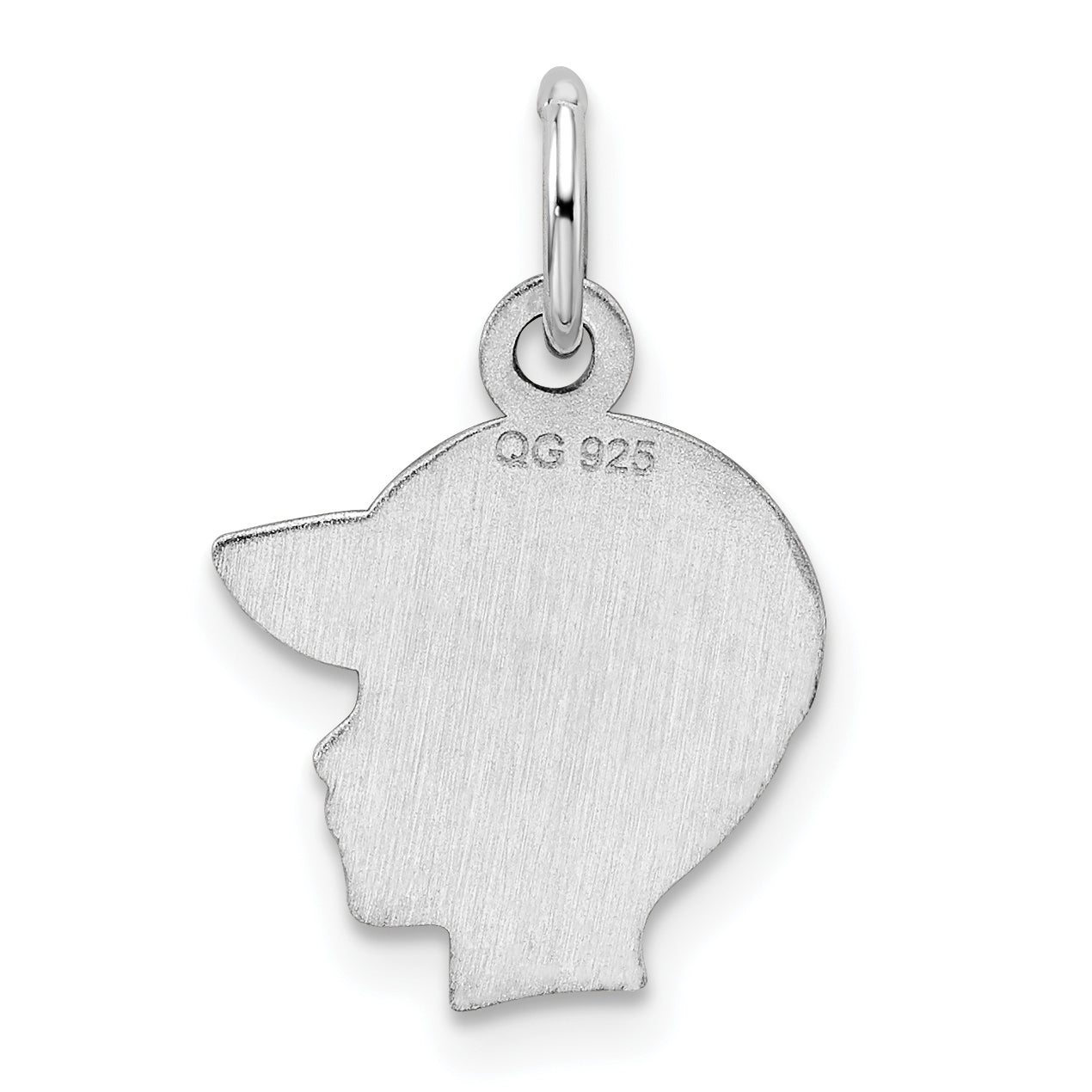 Sterling Silver Rhod-Plate Blue Enamel Right Facing Boy Head Disc Charm