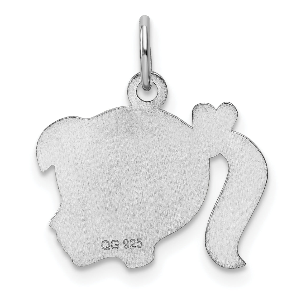 Sterling Silver Rhod-Plate Purple Enamel Right Facing Girl Head Disc Charm