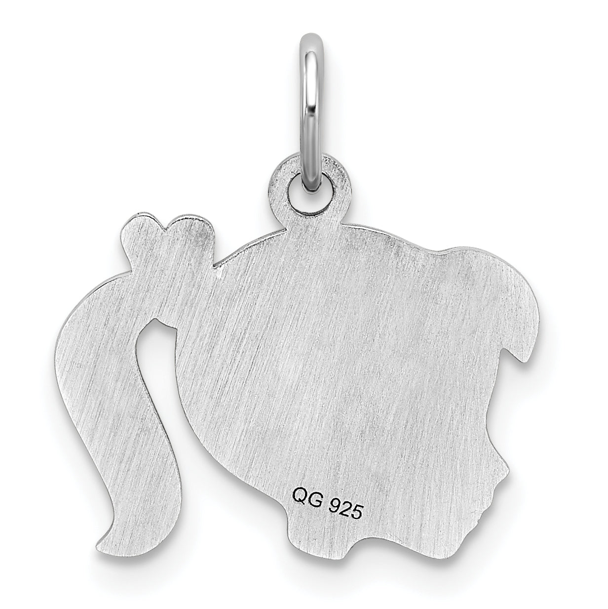 Sterling Silver Rhod-Plate Pink Enamel Left Facing Girl Head Disc Charm