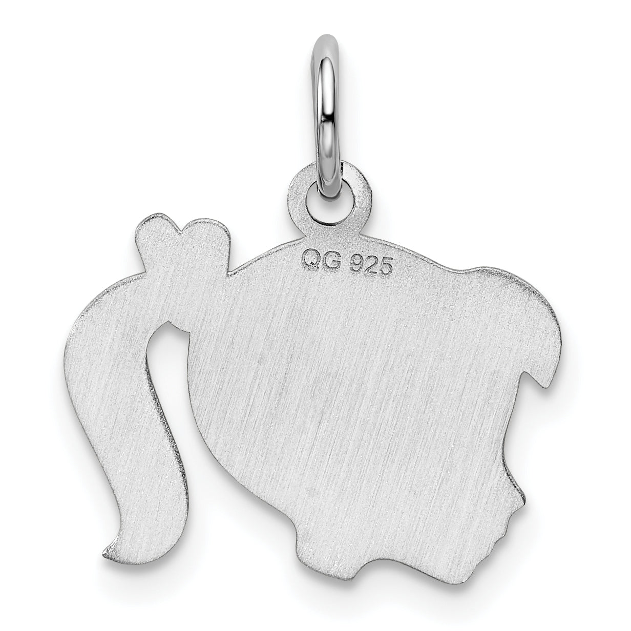 Sterling Silver Rhod-Plate Purple Enamel Left Facing Girl Head Disc Charm