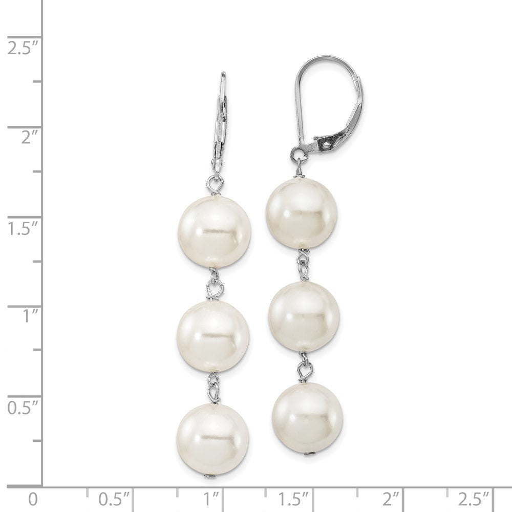 Sterling Silver Majestik Rhodium-Plated 10-11mm Imitation Shell Pearl Dangle Earrings