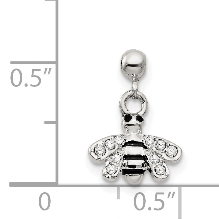 Sterling Silver Mio Memento Swarovski Crystal Enamel Dangle Bee Charm