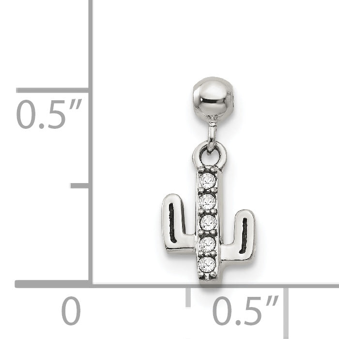 Sterling Silver Mio Memento Swarovski Crystal Dangle Cactus Charm