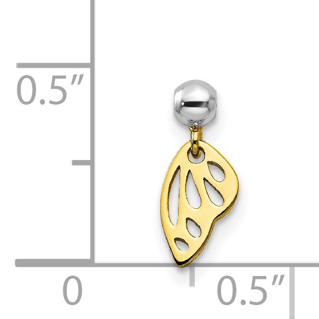 Sterling Silver Mio Memento Rhodium-Plated Gold-Tone Dangle Wing Charm
