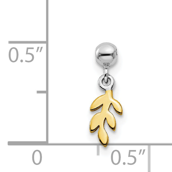 Sterling Silver Mio Memento Rhodium-Plated Gold-Tone Dangle Leave Charm