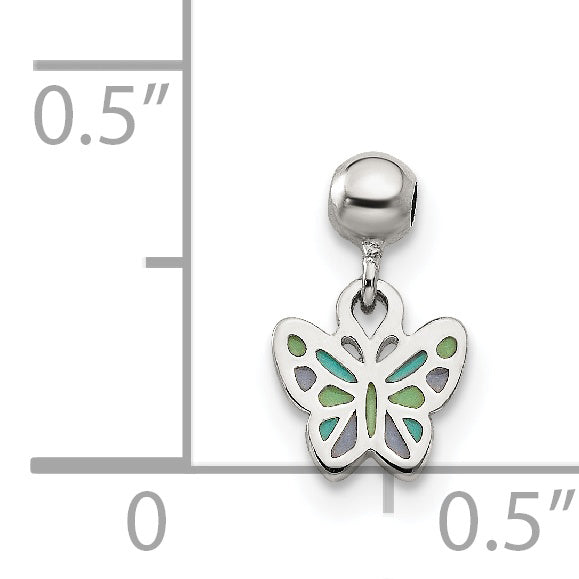 Sterling Silver Mio Memento Enamel Dangle Butterfly Charm