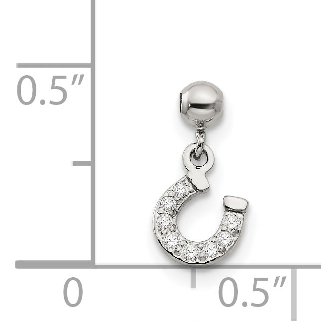 Sterling Silver Mio Memento Cz Dangle Horseshoe Charm