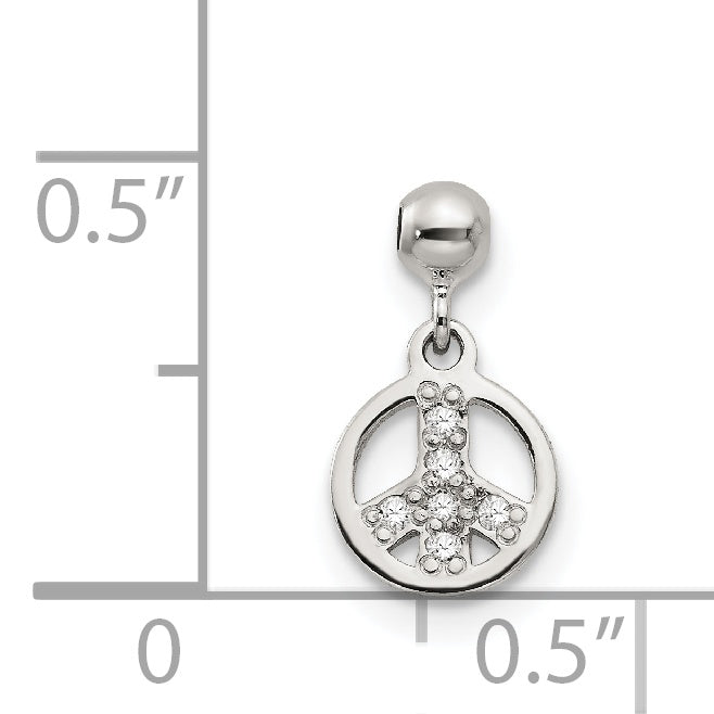 Sterling Silver Mio Memento Cz Dangle Peace Charm