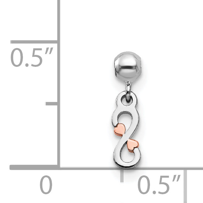 Sterling Silver Mio Memento Rhodium-Plated Rose-Tone Dangle Infinity Charm