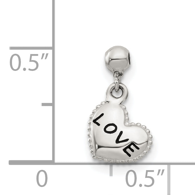 Sterling Silver Mio Memento Enamel Dangle Love Heart Charm