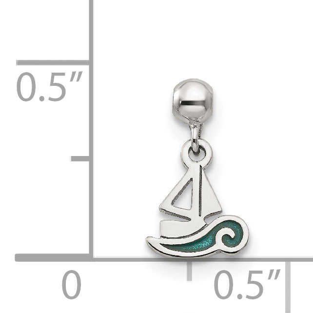 Sterling Silver Mio Memento Enamel Dangle Boat Charm
