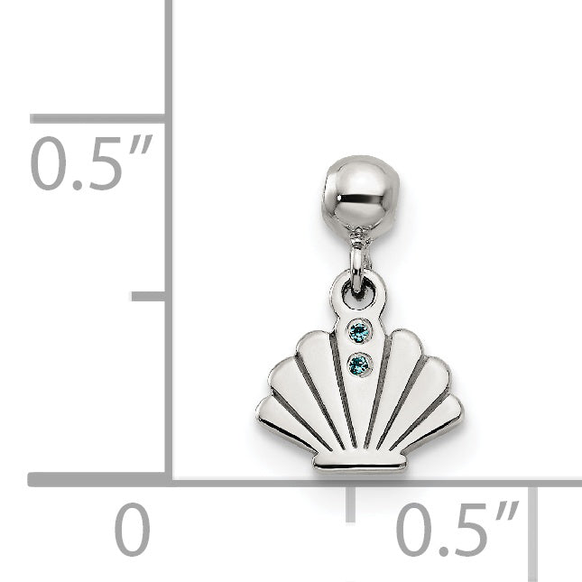 Sterling Silver Mio Memento Blue Cz Dangle Shell Charm