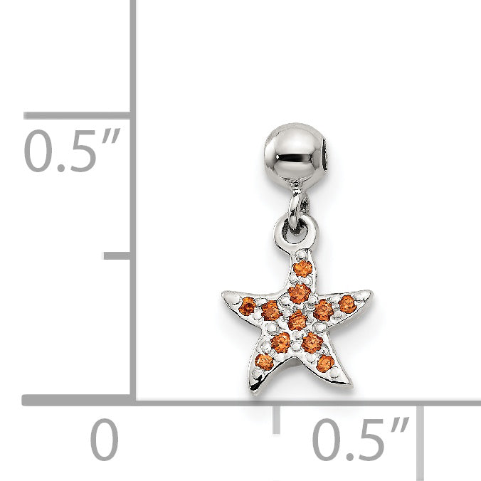 Sterling Silver Mio Memento Orange Cz Dangle Starfish Charm
