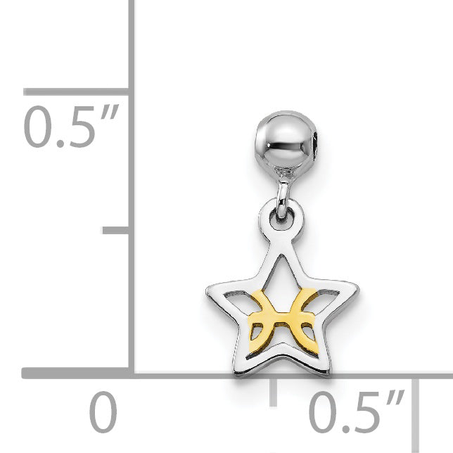 Sterling Silver Mio Memento Rhodium-Plated Gold-Tone Dangle Star Charm