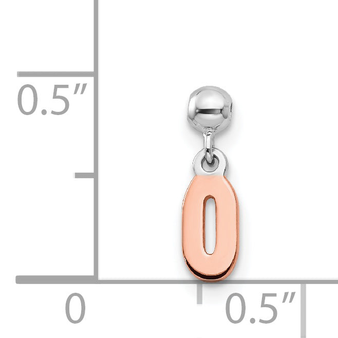 Sterling Silver Mio Memento Rhodium-Plated Rose-Tone Dangle Number 0 Charm