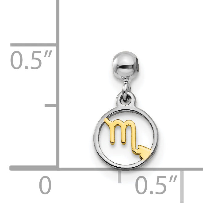 Sterling Silver Mio Memento Rhodium-Plated Gold-Tone Dangle Scorpio Charm