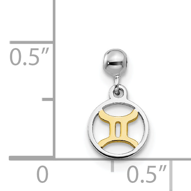 Sterling Silver Mio Memento Rhodium-Plated Gold-Tone Dangle Gemini Charm