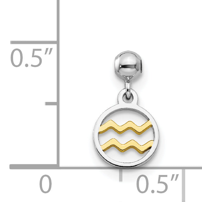 Sterling Silver Mio Memento Rhodium-Plated Gold-Tone Dangle Aquarius Charm