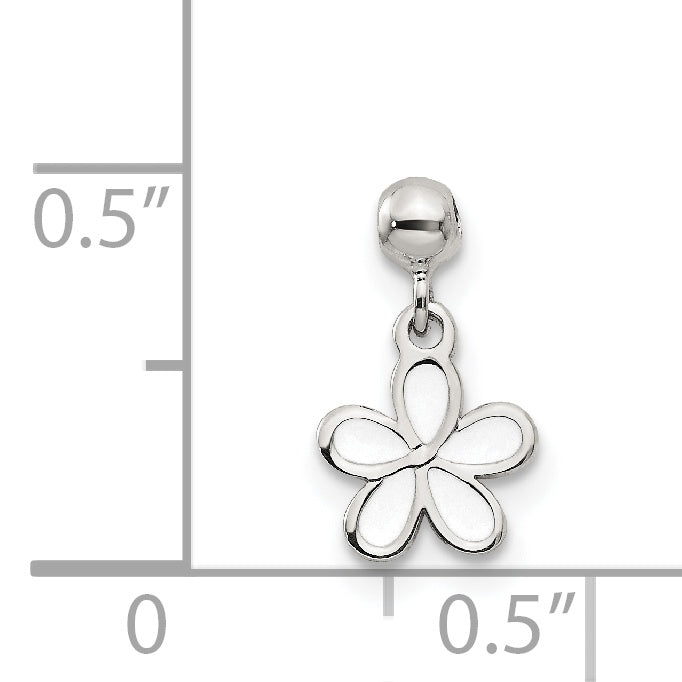 Sterling Silver Mio Memento White Enamel Dangle Flower Charm