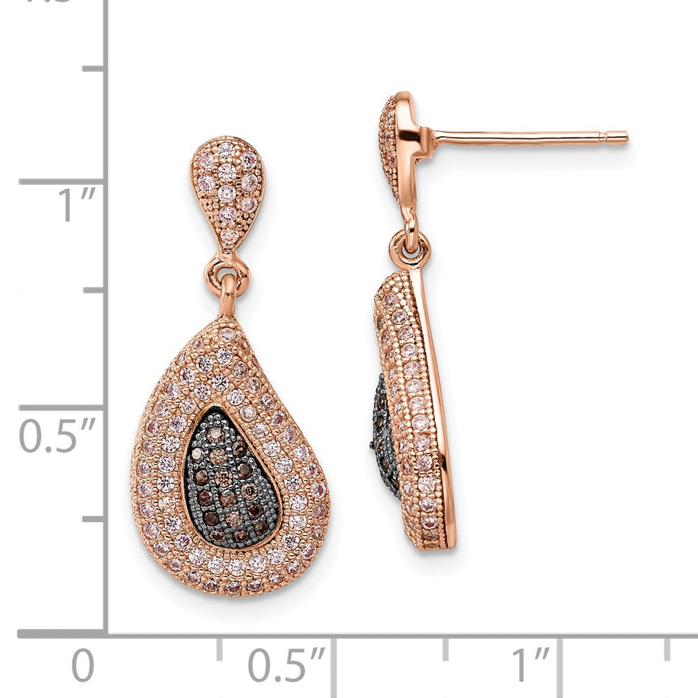 Ss/Gold Plated Ss Rose Gold-Plated Cz Brilliant Embers Dangle Post Earrings