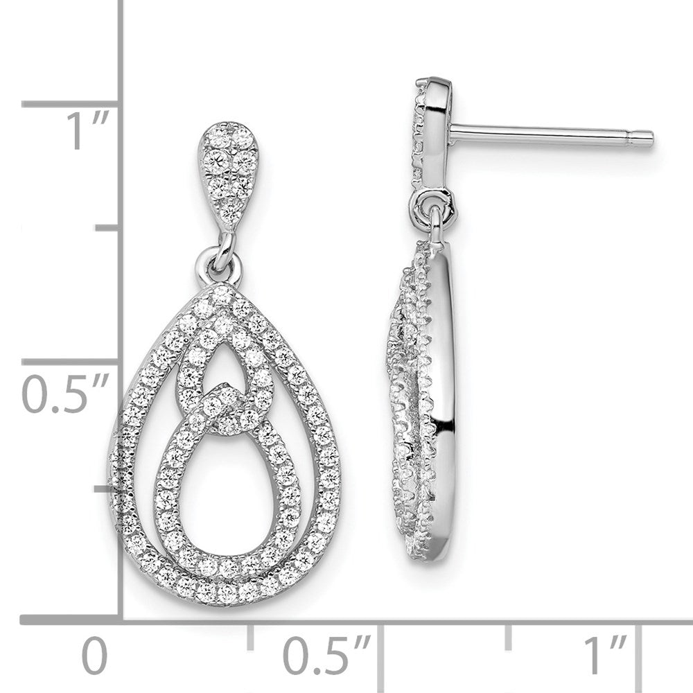 Sterling Silver Brilliant Embers Rhodium-Plated 148 Stone Micro Pav Cz Dangle Post Earrings