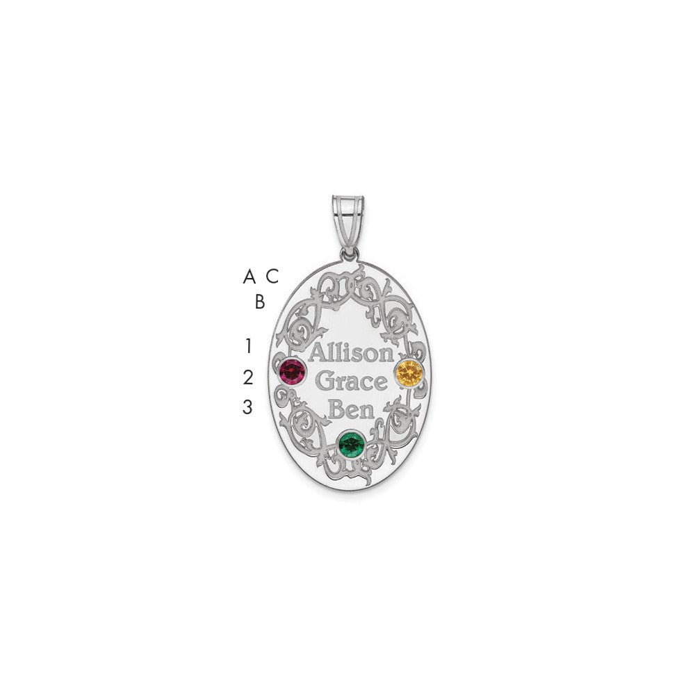Sterling Silver Rhodium-Plated Crystal Family Pendant