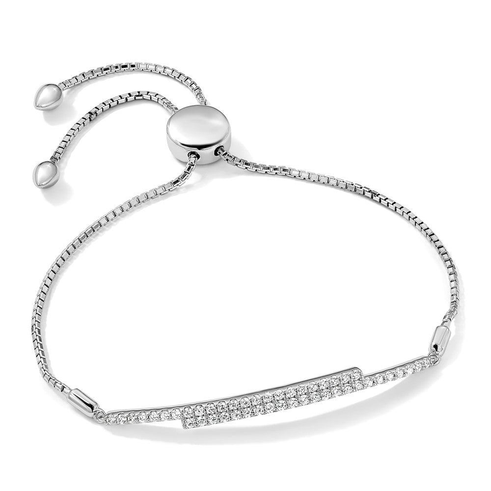 Sterling Silver Brilliant Embers Rhodium-Plated 46 Stone Micro Pav Cz Adjustable Bracelet