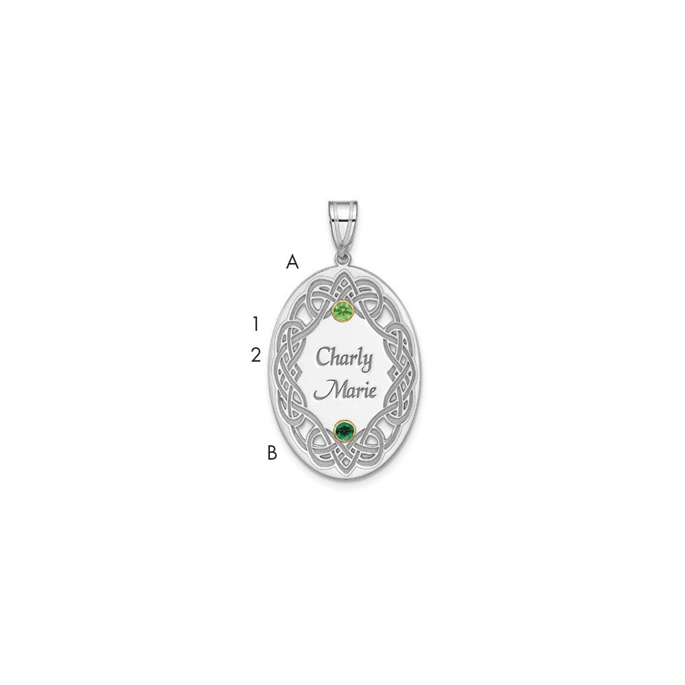 Sterling Silver Rhodium-Plated/14K Bezel Crystal Family Pendant
