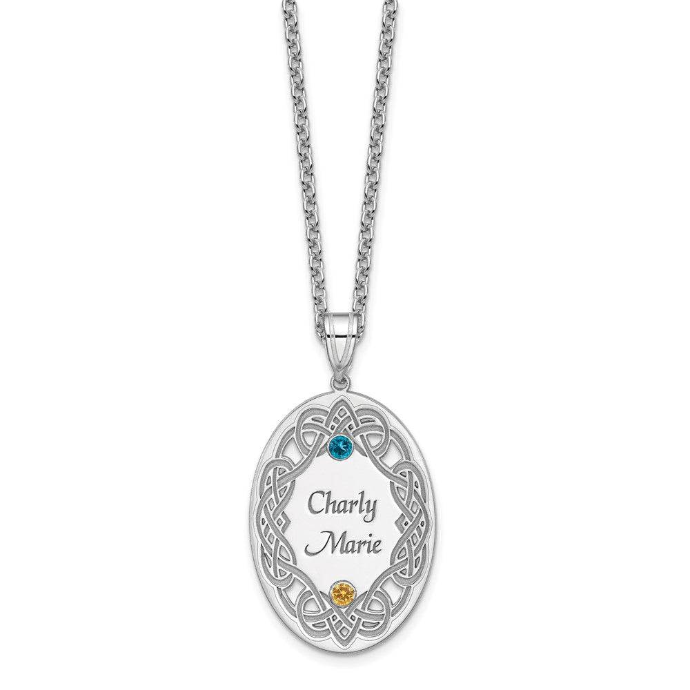 Sterling Silver Rhodium-Plated Crystal Family Pendant