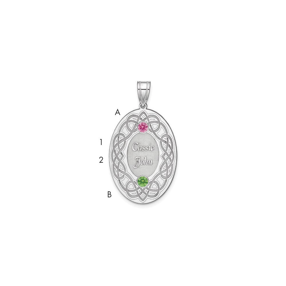 Sterling Silver Rhodium-Plated Crystal Family Pendant
