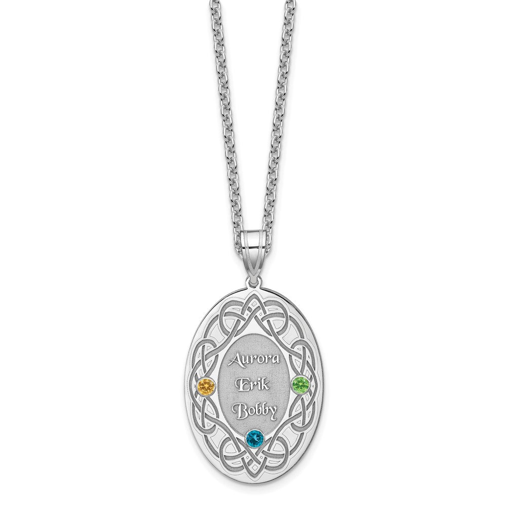 Sterling Silver Rhodium-Plated Crystal Family Pendant