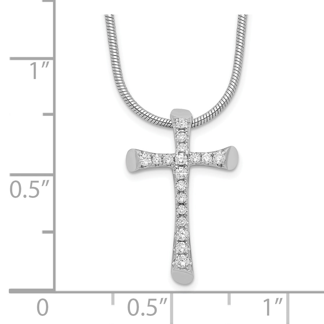 Sterling Silver Brilliant Embers Rhodium Plated 18 Stone Inch Micro Pav‚Äö Cz Cross Necklace With 2 Extender
