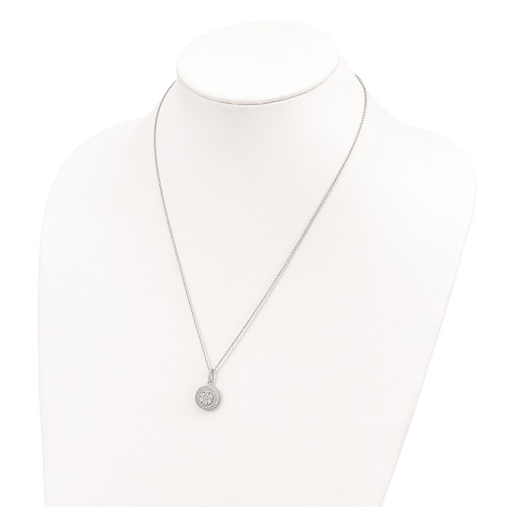 Sterling Silver Brilliant Embers Rhodium Plated 103 Stone 18 Inch Micro Pav‚Äö Cz Necklace With 2 Extender