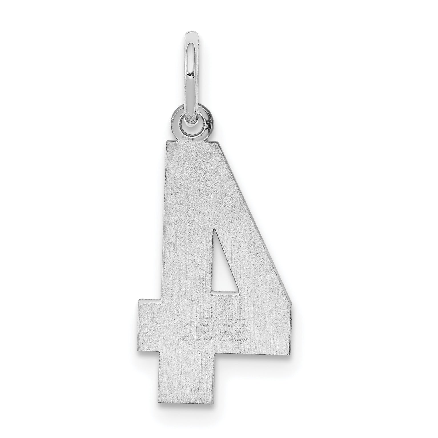 Sterling Silver Silver/Rhodium-Plated Polished Number 4 Charm