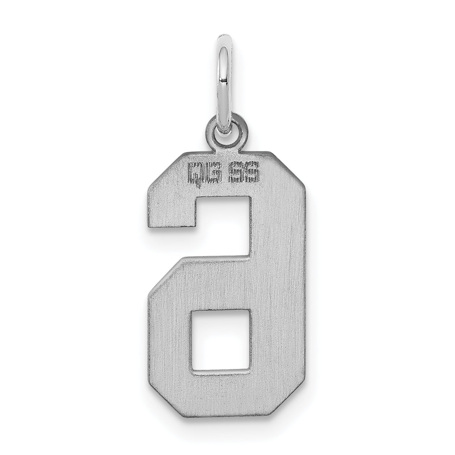 Sterling Silver Silver/Rhodium-Plated Polished Number 6 Charm