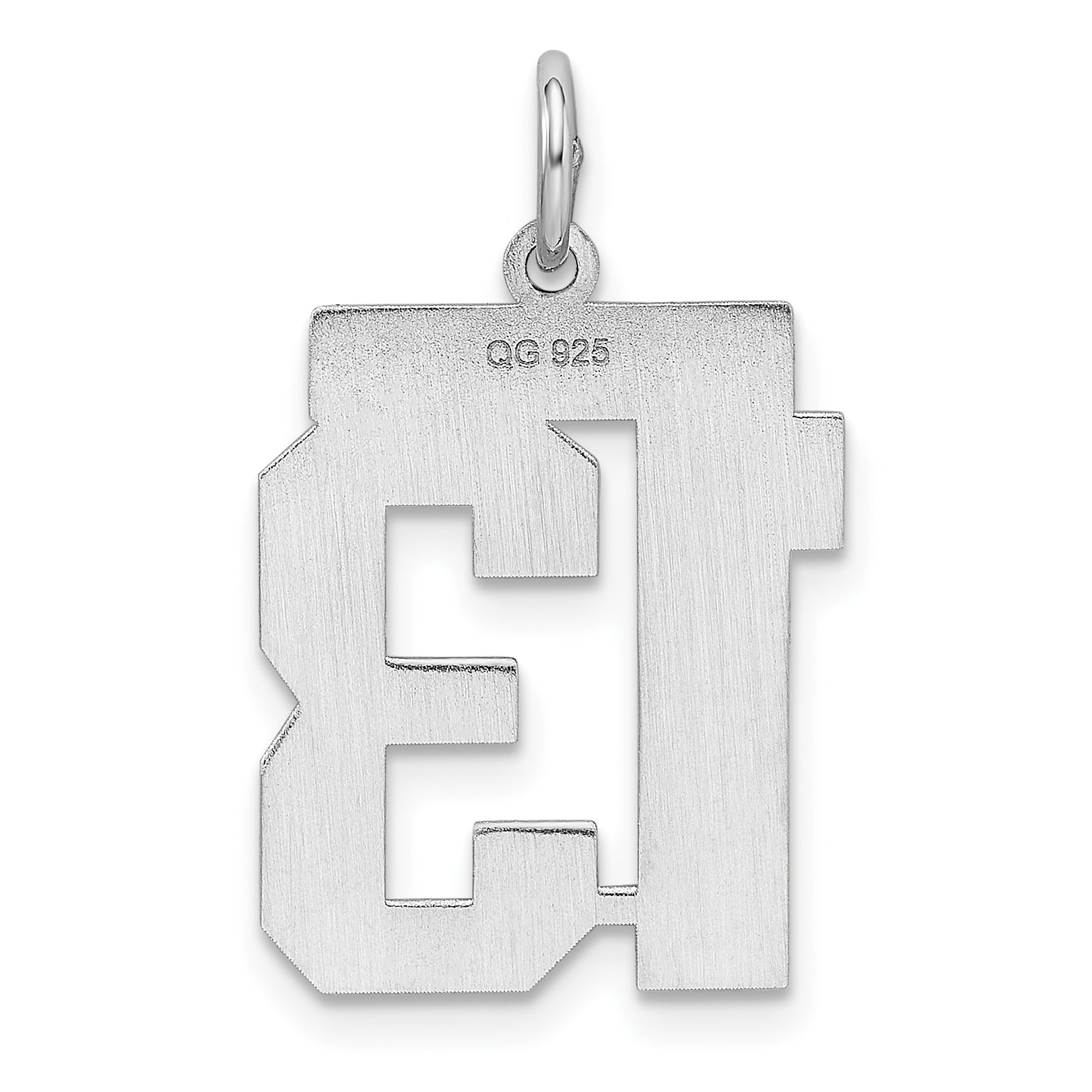 Sterling Silver Sterling/Silver Rhodium-Plated Polished Number 13 Charm