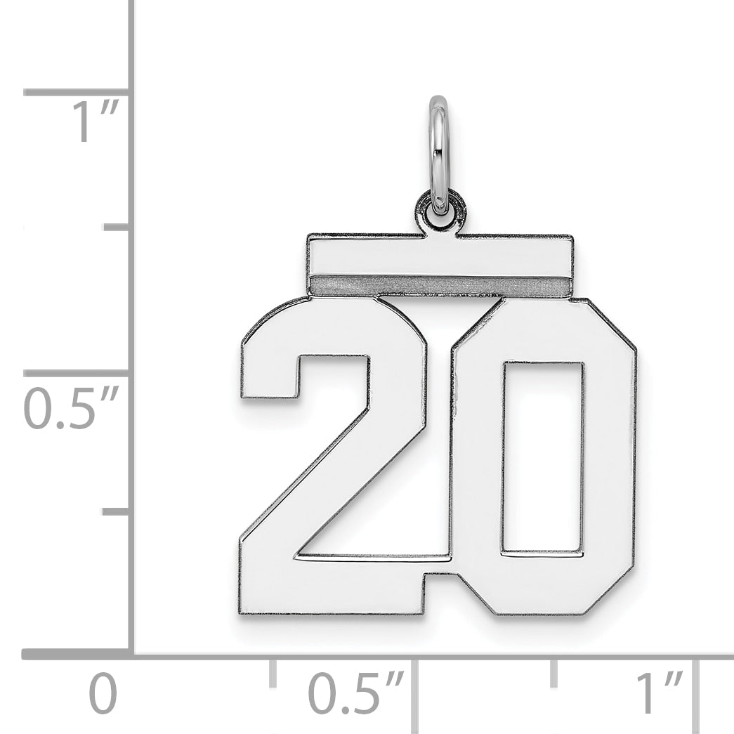 Sterling Silver Sterling/Silver Rhodium-Plated Polished Number 20 Charm