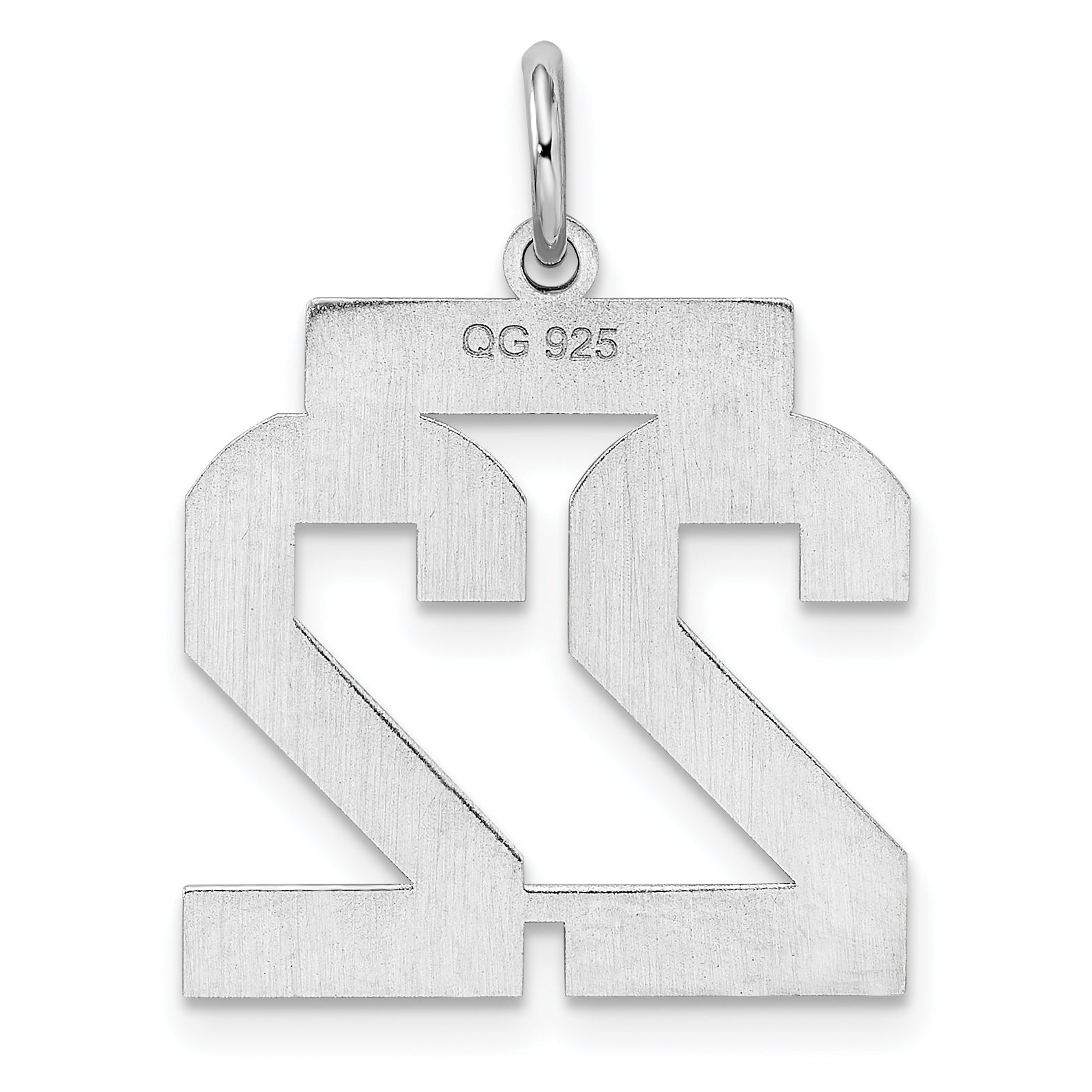 Sterling Silver Sterling/Silver Rhodium-Plated Polished Number 22 Charm