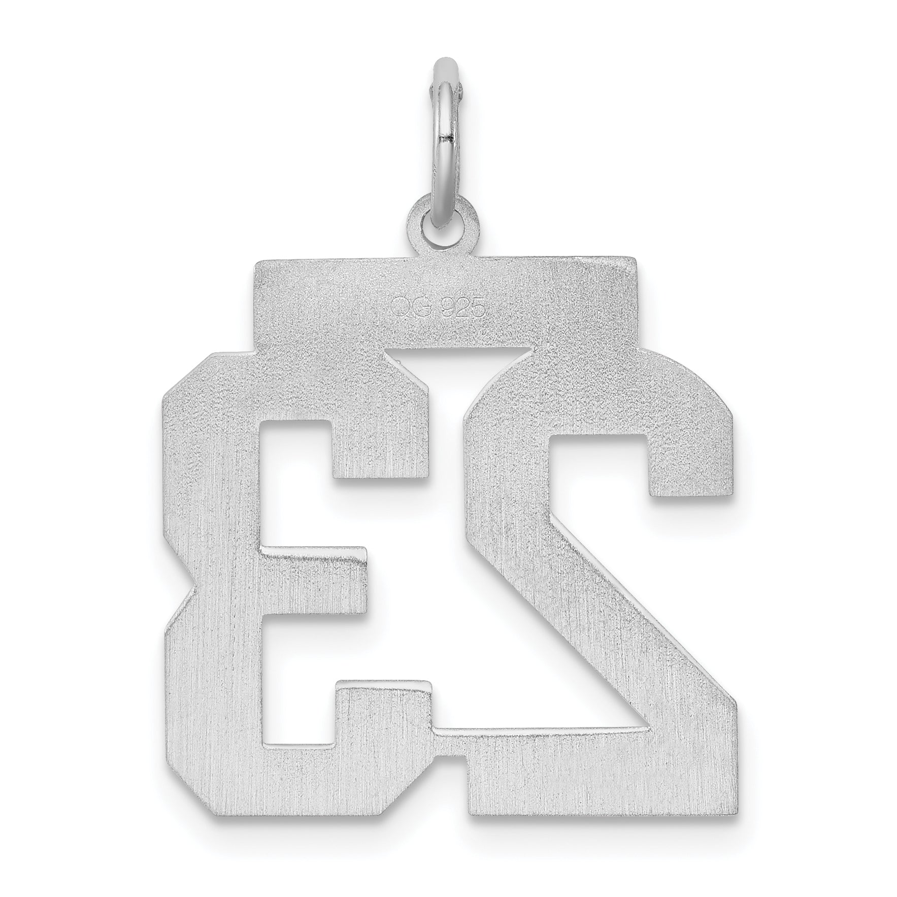 Sterling Silver Silver/Rhodium-Plated Polished Number 23 Charm