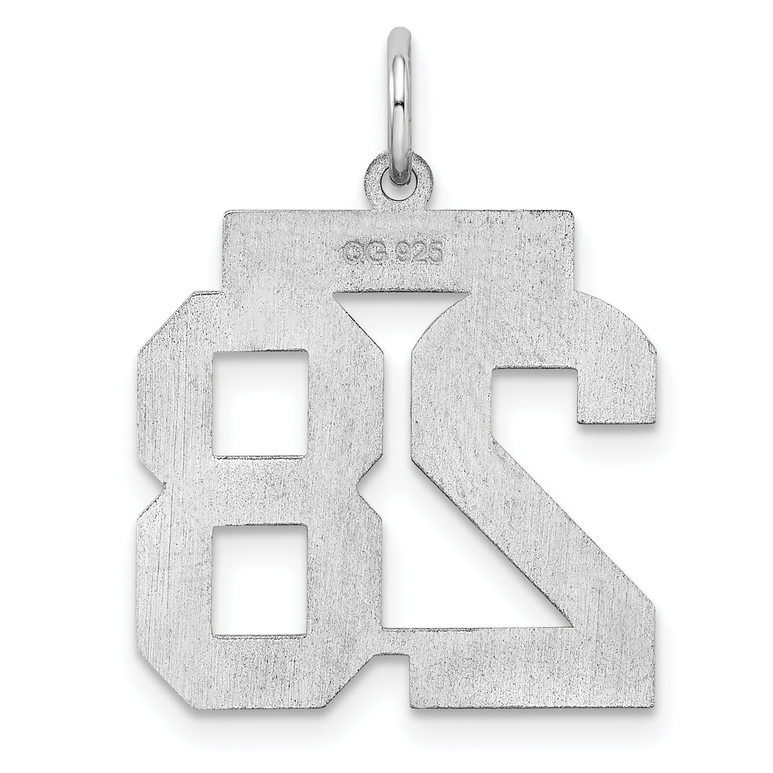 Sterling Silver Sterling/Silver Rhodium-Plated Polished Number 28 Charm