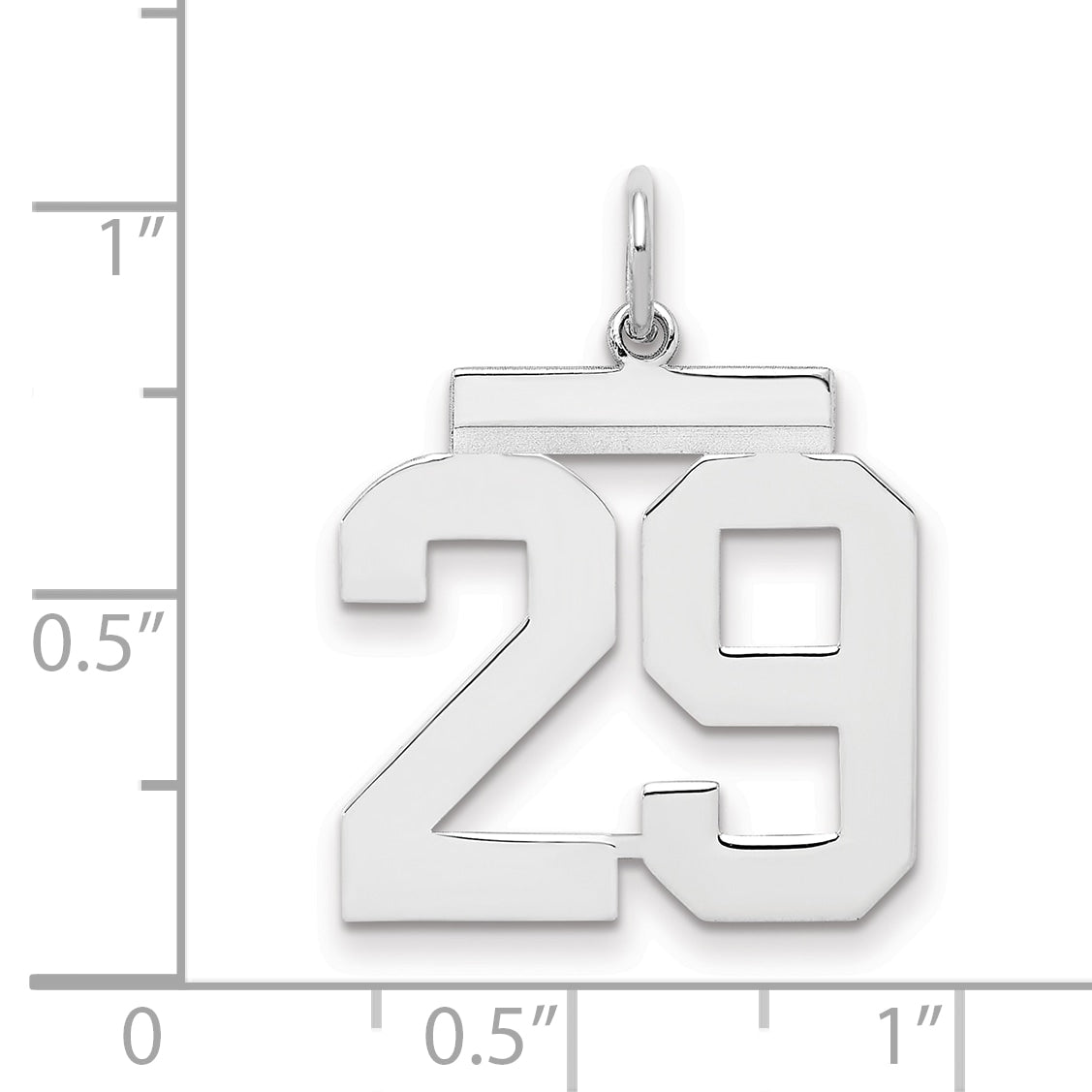 Sterling Silver Sterling/Silver Rhodium-Plated Polished Number 29 Charm