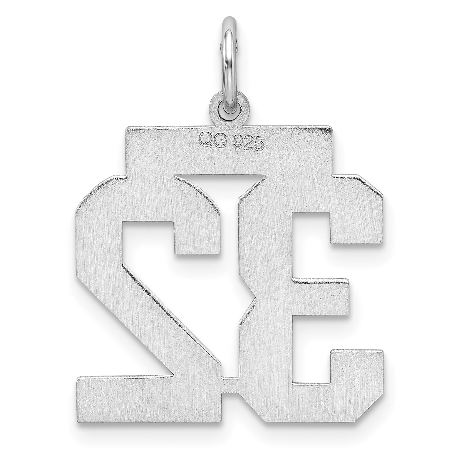 Sterling Silver Sterling/Silver Rhodium-Plated Polished Number 32 Charm