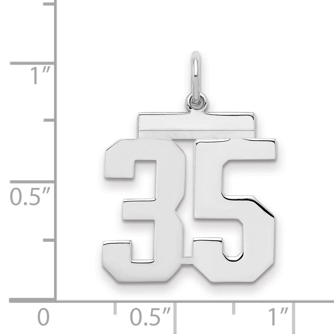 Sterling Silver Sterling/Silver Rhodium-Plated Polished Number 35 Charm