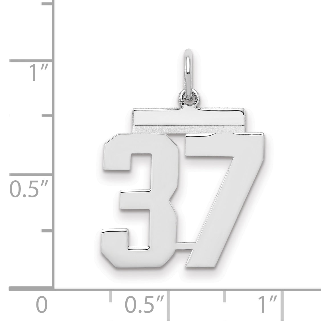 Sterling Silver Sterling/Silver Rhodium-Plated Polished Number 37 Charm