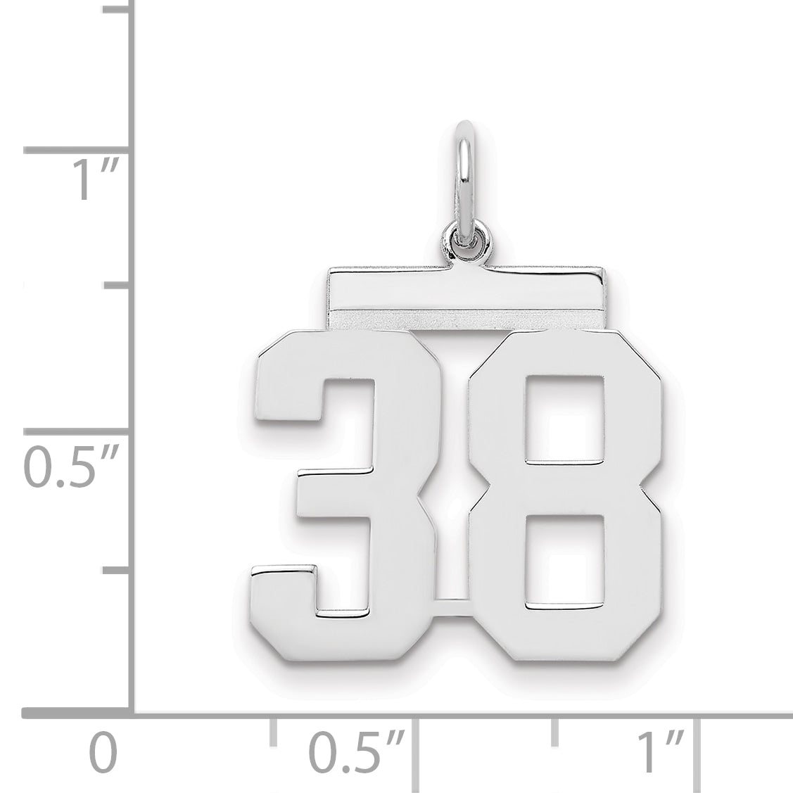 Sterling Silver Sterling/Silver Rhodium-Plated Polished Number 38 Charm