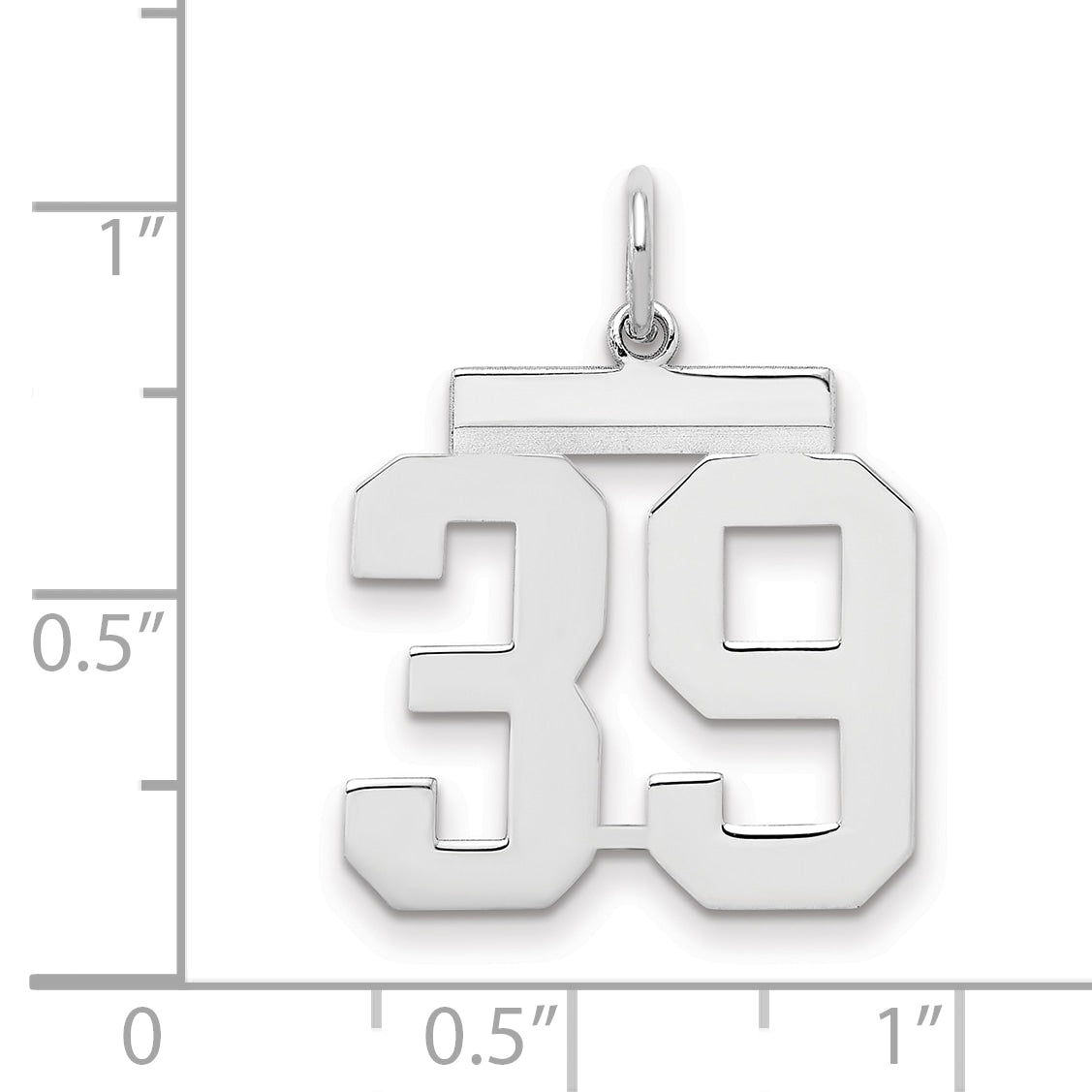Sterling Silver Sterling/Silver Rhodium-Plated Polished Number 39 Charm