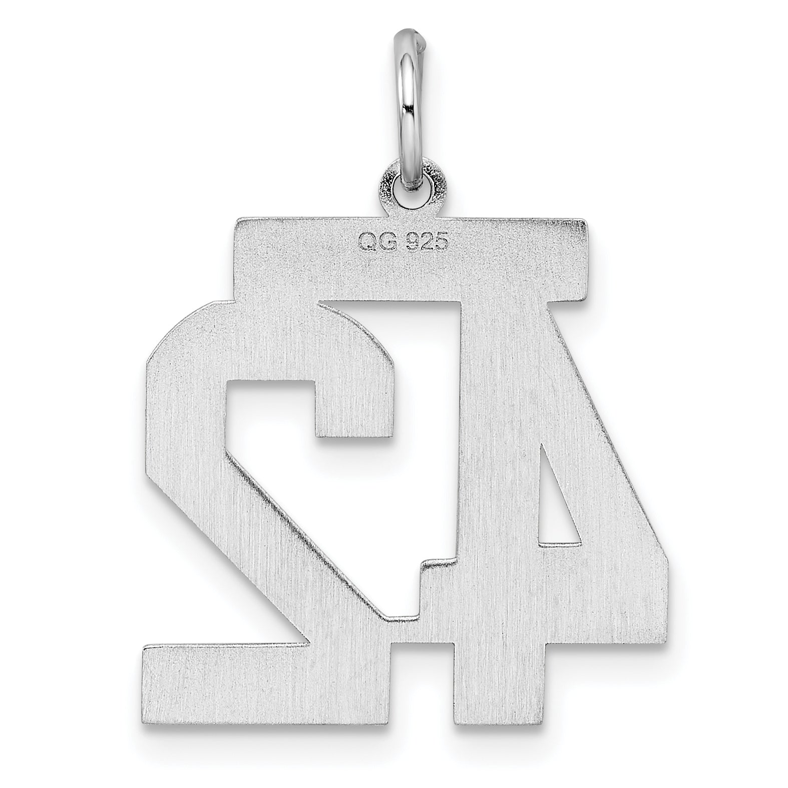 Sterling Silver Sterling/Silver Rhodium-Plated Polished Number 42 Charm