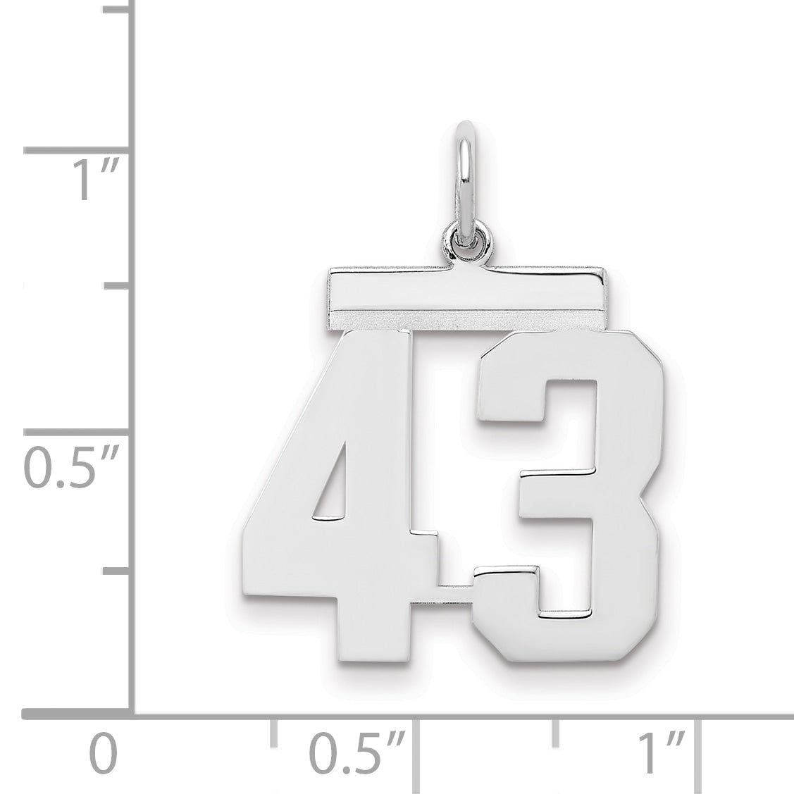 Sterling Silver Sterling/Silver Rhodium-Plated Polished Number 43 Charm