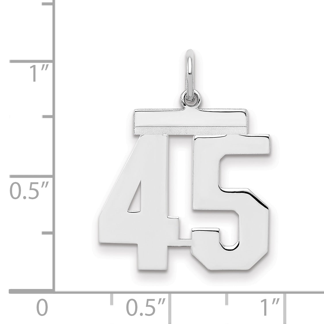 Sterling Silver Sterling/Silver Rhodium-Plated Polished Number 45 Charm