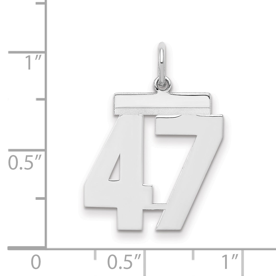 Sterling Silver Sterling/Silver Rhodium-Plated Polished Number 47 Charm